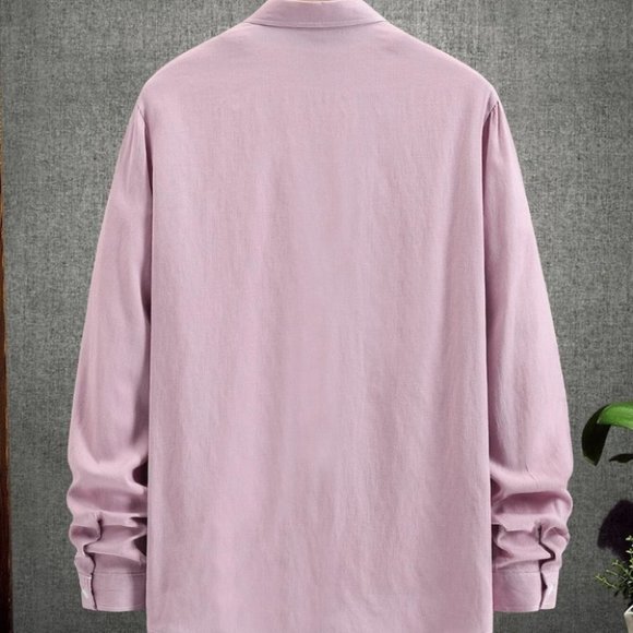 Pink Mens Button Up Shirt - Picture 3 of 5